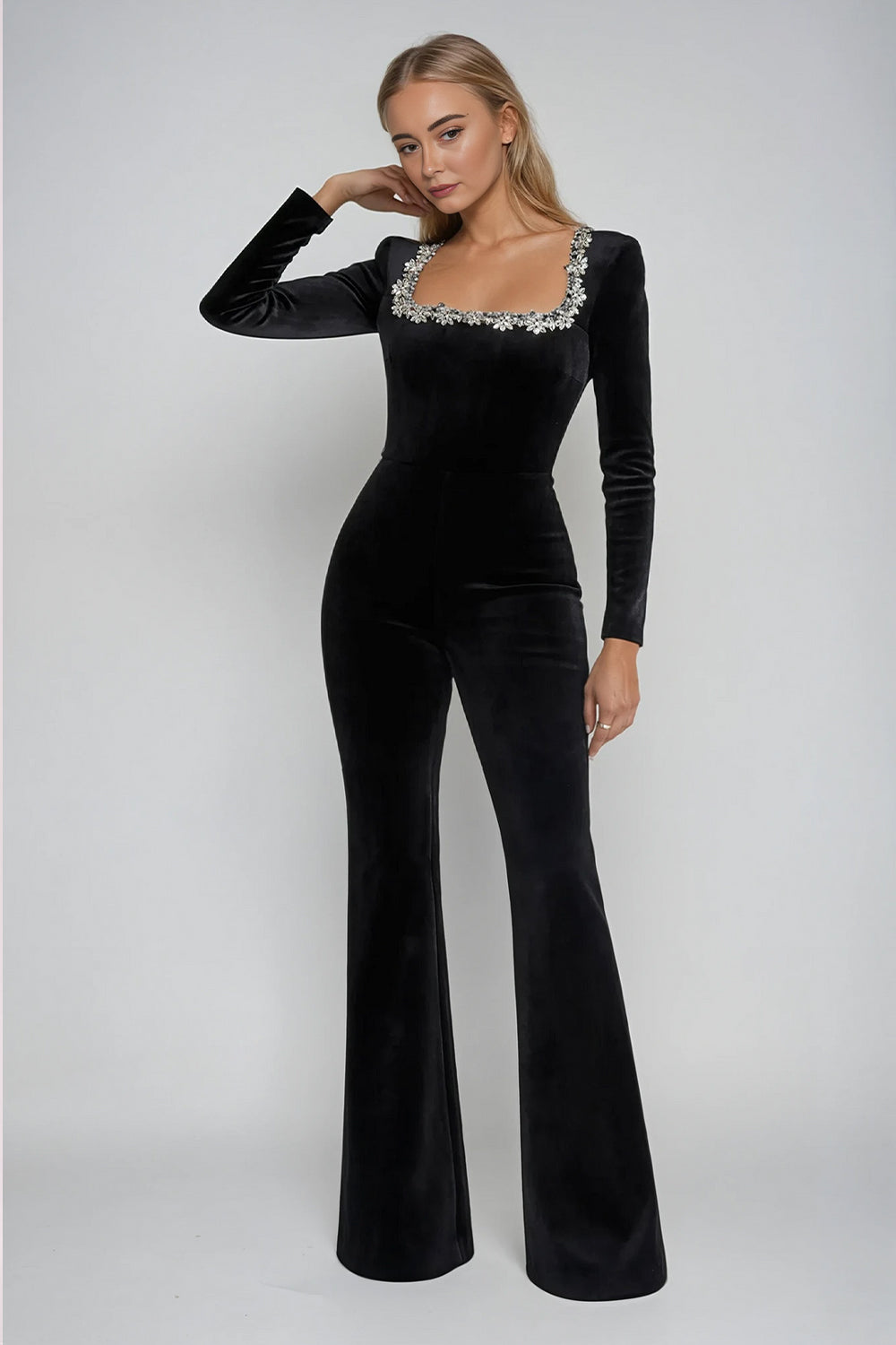 Valentina diamond neck jumpsuit