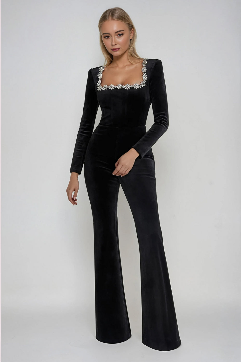 Valentina diamond neck jumpsuit