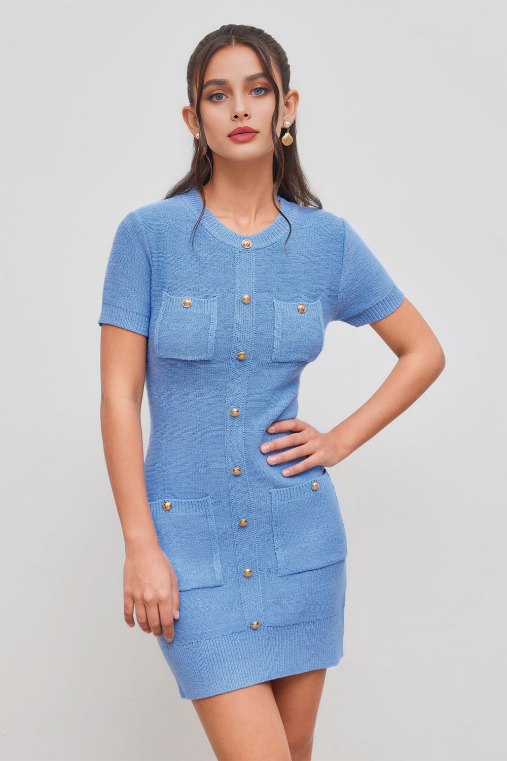 Stella Button Pocket Mini Dress