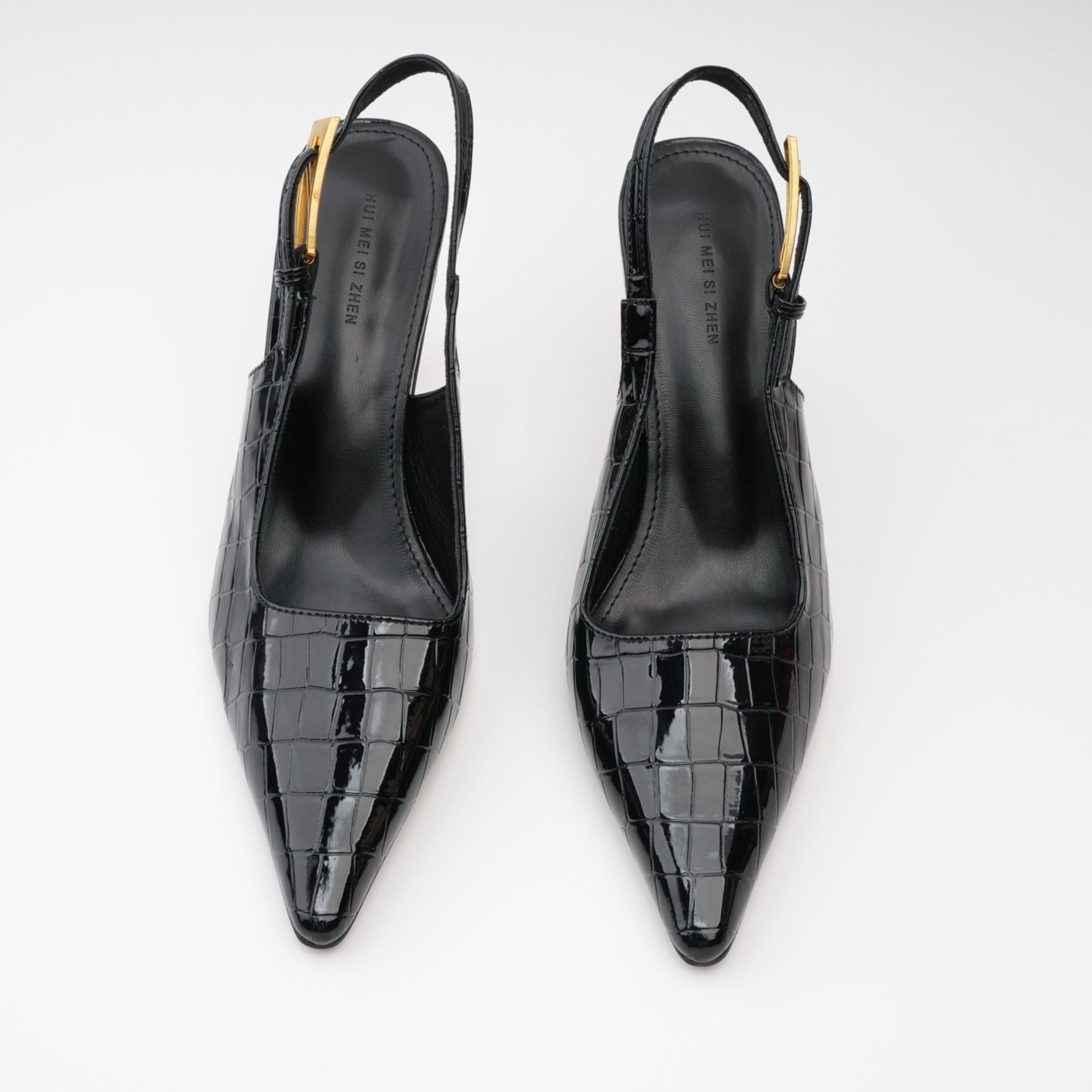 Evia Black Leather Pumps