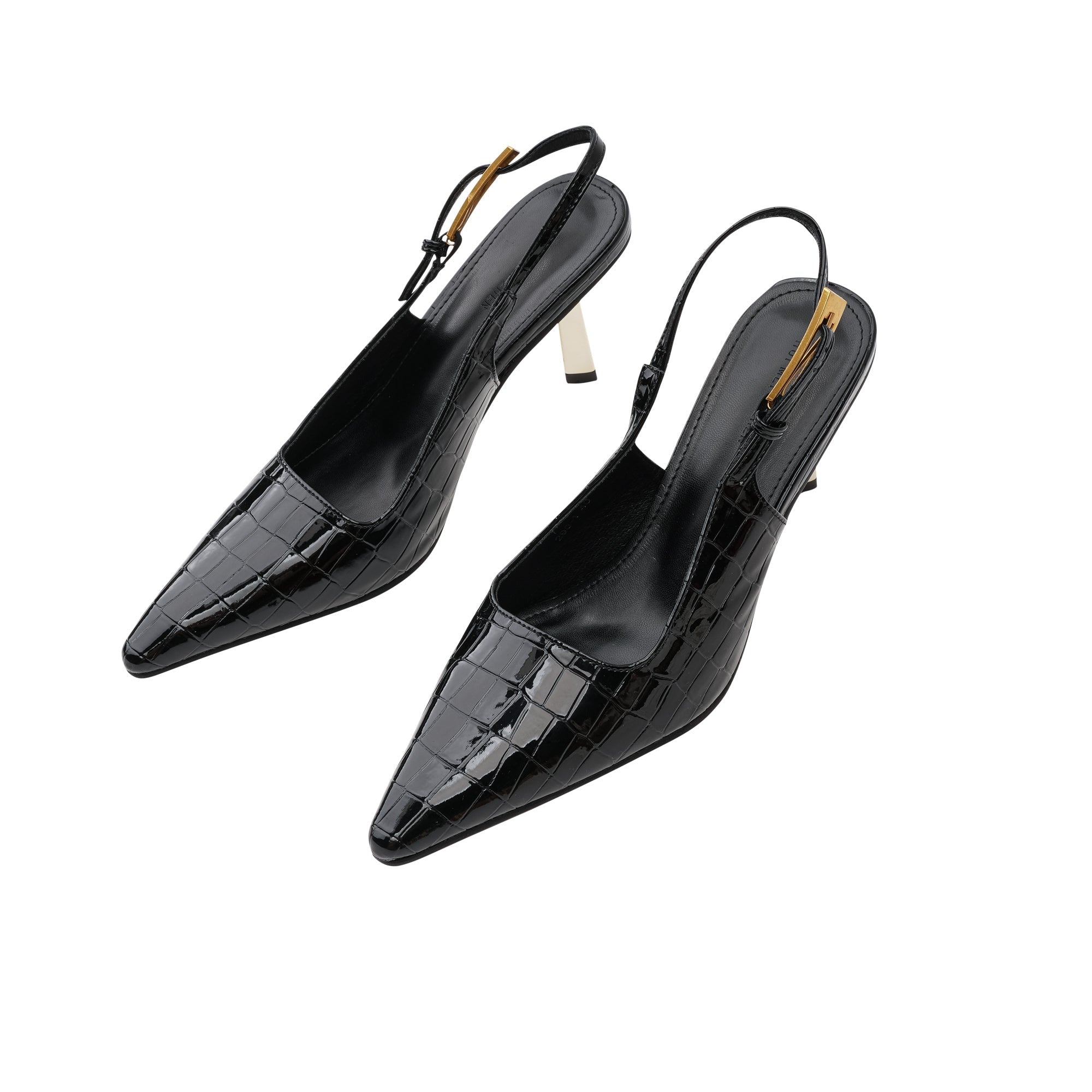 Evia Black Leather Pumps