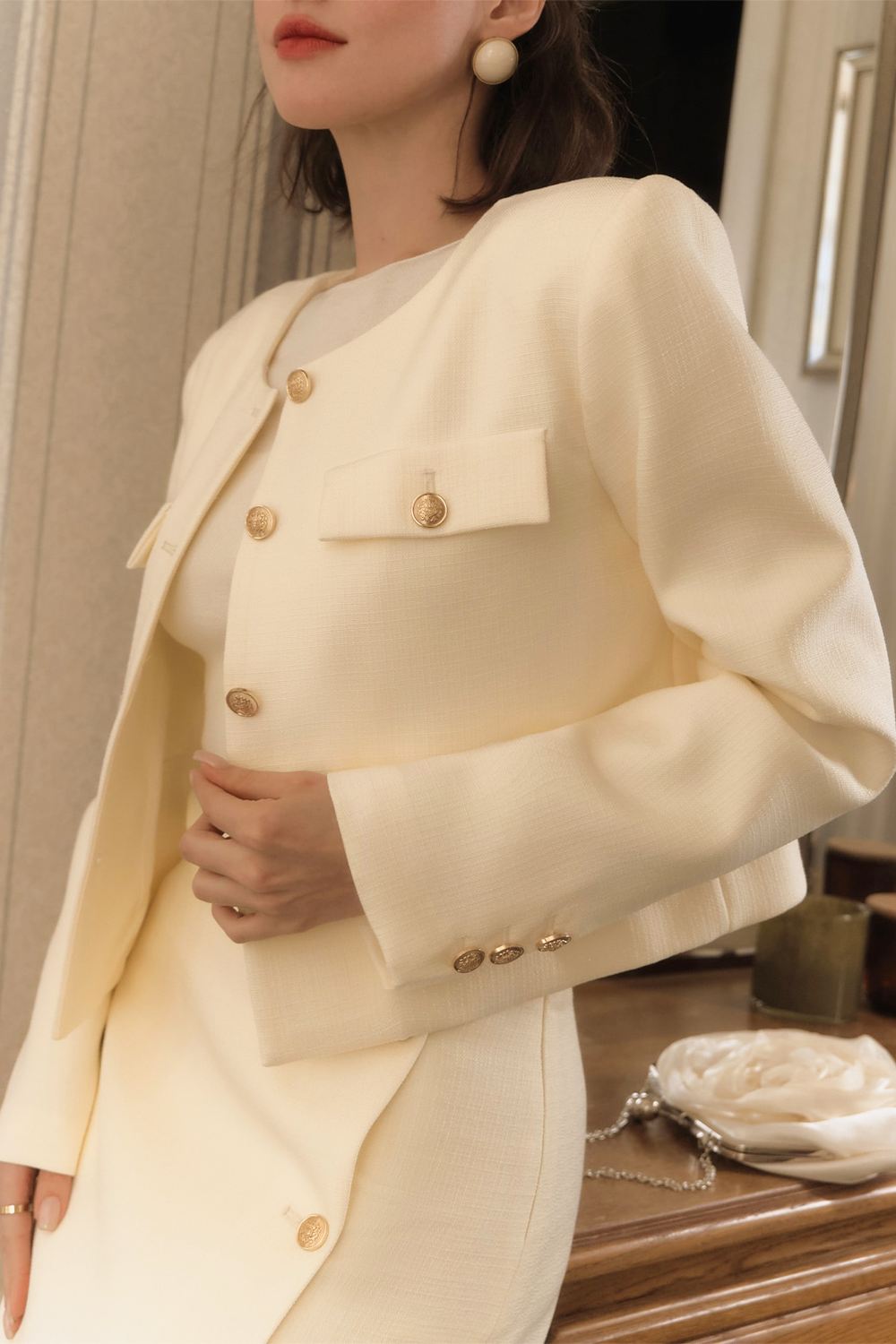 Riviera straight jacket with Gold buttons